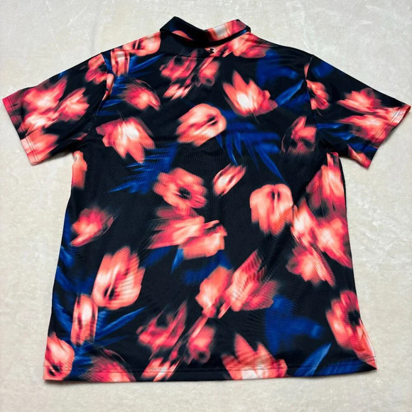 Under Armour Mens The Playoff Polo Short Sleeve Floral Blur Blue Pink XXL Golf - Picture 6 of 10